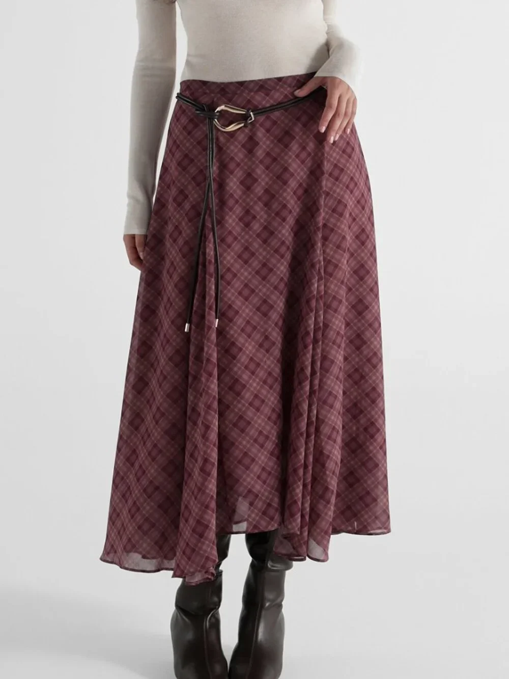 Multicolor Elegant Women's Asymmetrical Pocket Midi A-Line Skirt